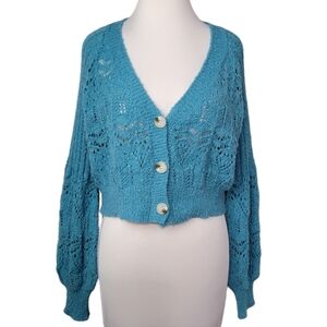 Debut soft knit teal blue cardigan